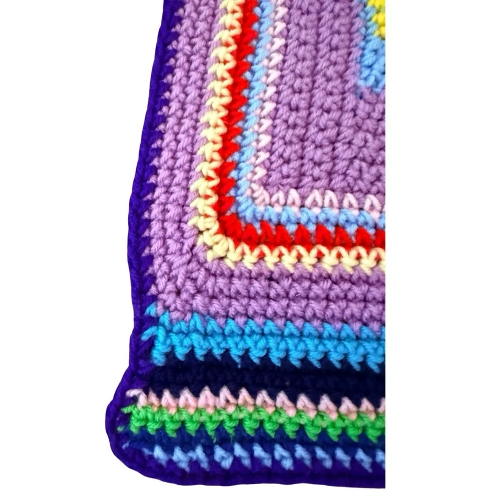 Handmade Multicolor Crochet Throw Blanket – Vibrant Striped Accent